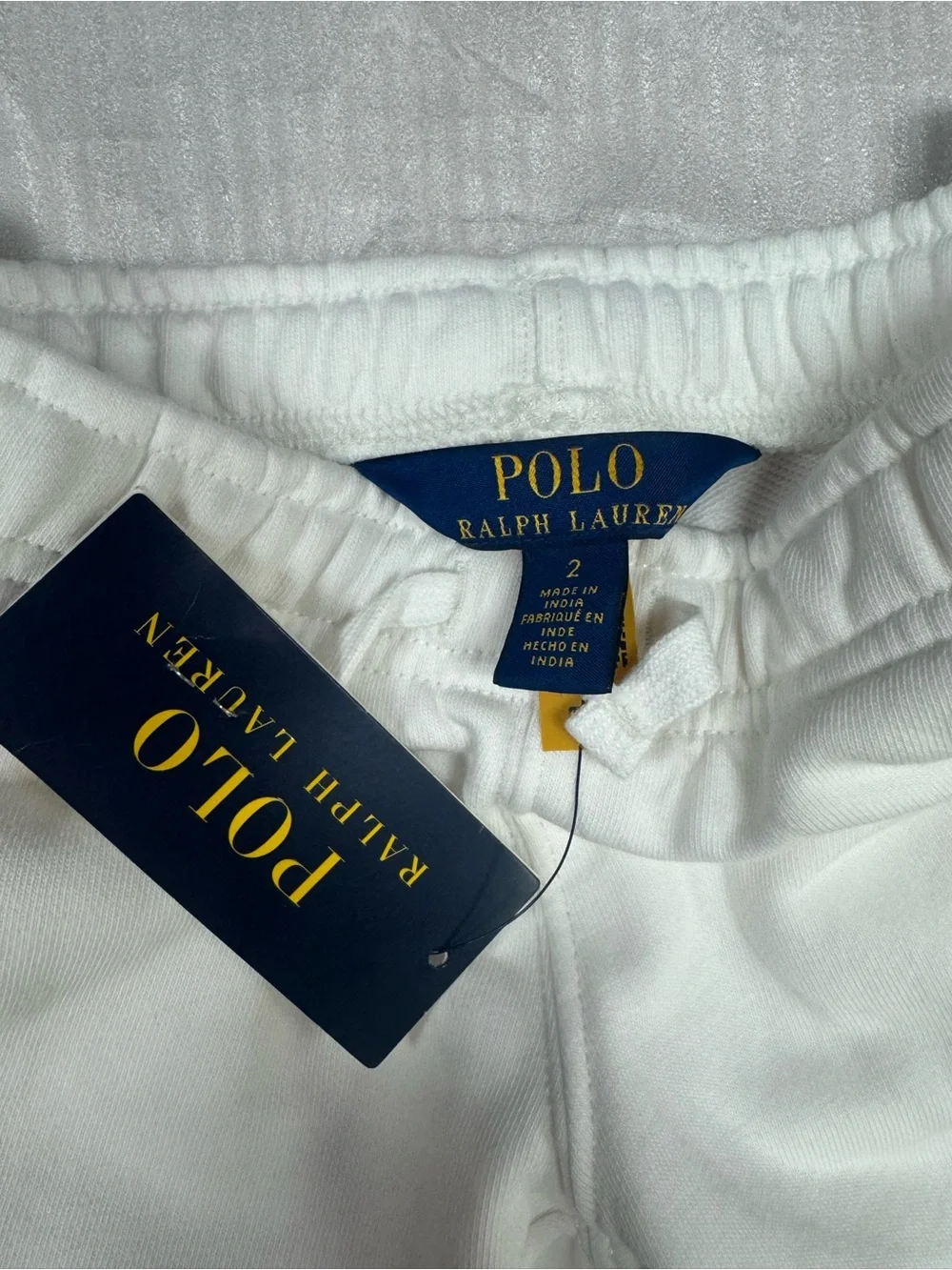 Ralph Lauren Cream Sweatpants with Pink Side Stripes